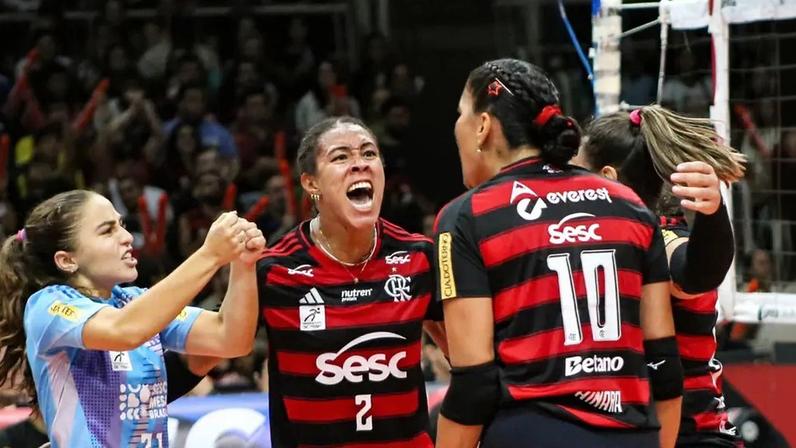 Sesc RJ Flamengo comemora ponto na Superliga Feminina 25/26 (Foto: Julliana Nascimento/ CRF)