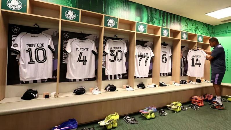 Vestiário do Botafogo no Allianz Parque (Foto: Vítor Silva/Botafogo)