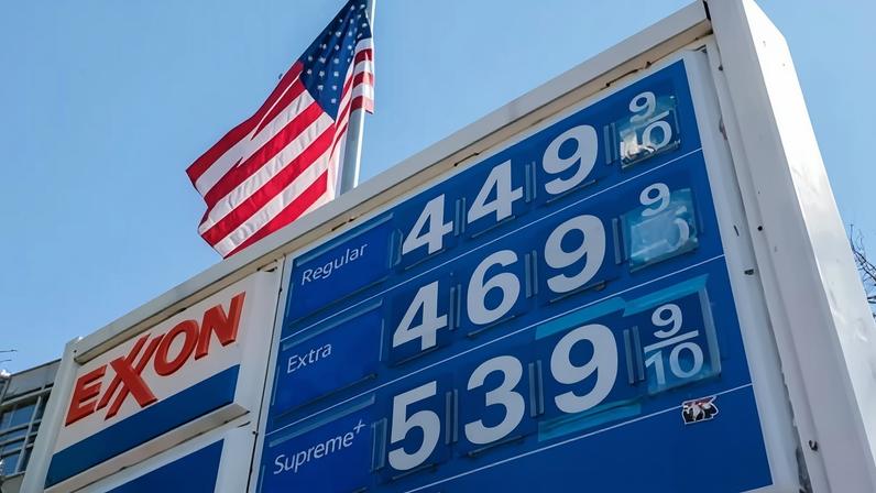 Gas prices at an Exxon station in Washington DC on 10 March 2026.