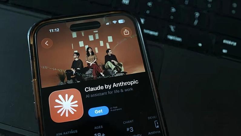 The Claude AI app is seen in the app store on a phone on 16 February 2026 in New York City.