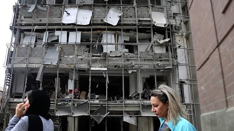 Severe damage to Gandhi hotel hospital in northern Tehran following US and Israeli joint strikes on 2 March.