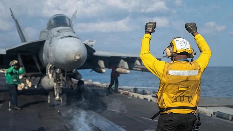 US Navy sailors on the aircraft carrier USS Abraham Lincoln during the Operation Epic Fury attack on Iran, 4 March 2026.