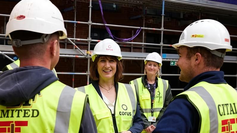 Rachel Reeves visits a housing scheme in Liverpool in August 2024.