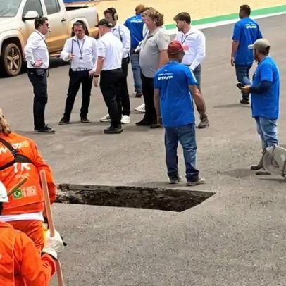 Cratera na pista interrompe etapa de Goiânia da MotoGP