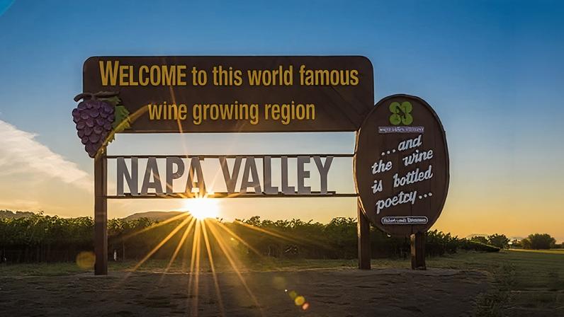 A sign welcomes visitors to California's Napa Valley, home to more than 400 wineries. The wine industry has faced drastic challenges in recent years.