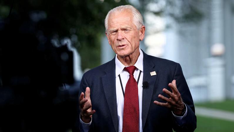 White House trade advisor Peter Navarro speaks in front of TV camera at White House in Washington, D.C., U.S., July 7, 2025. REUTERS/Kevin Lamarque/File Photo