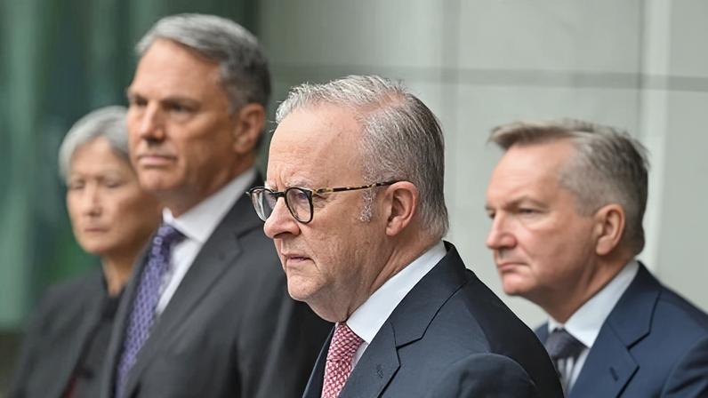 Penny Wong, Richard Marles, Anthony Albanese and Chris Bowen. Senior ministers endorsed the strikes on Iran last week while maintaining it was up to the US and Israel to explain whether the attacks were legal.