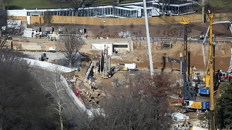Construction of the White House ballroom under way in January.