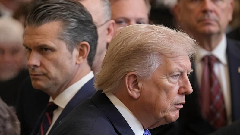 Donald Trump and his defence secretary, Pete Hegseth, in the White House, Washington, 2 March 2026.