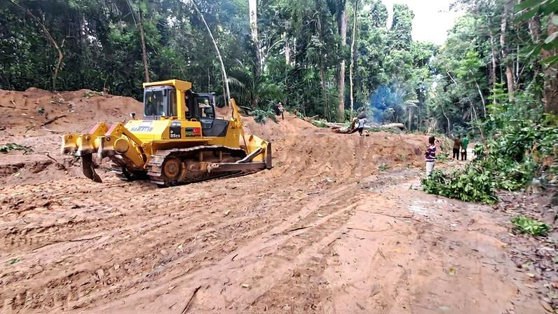 A construction site on Pemba Island with a concrete perimeter wall