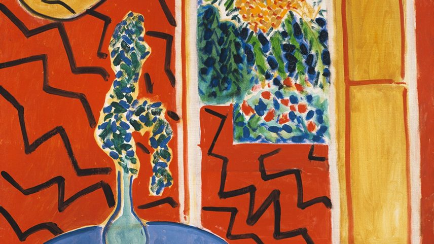 Henri Matisse’s Intérieur rouge, nature morte sur table bleue (1947) from the Grand Palais show