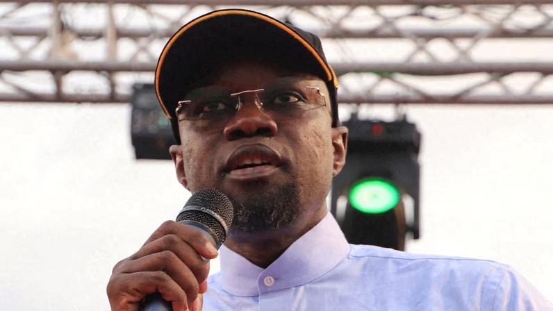 Senegal's Prime Minister Ousmane Sonko holds a rally in capital Dakar.