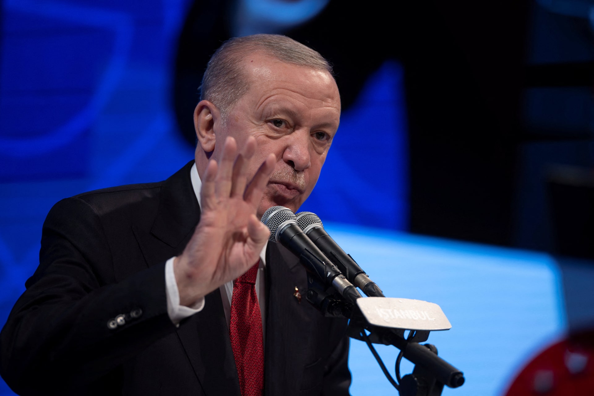 Turkish President Tayyip Erdogan delivers a speech during the opening ceremony of male and female dormitories at Bogazici University, in Istanbul, Turkey, February 13, 2026. REUTERS/Umit Bektas