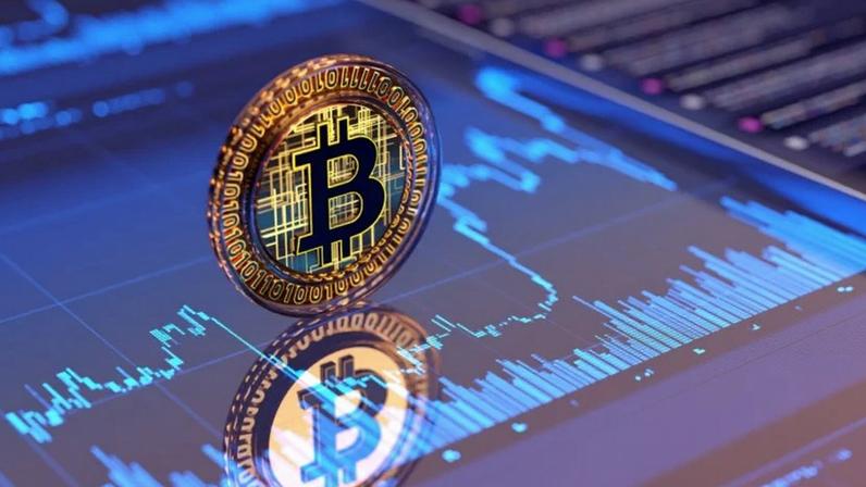 representação gráfica do BTC, a criptomoeda mais famosa do mundo.