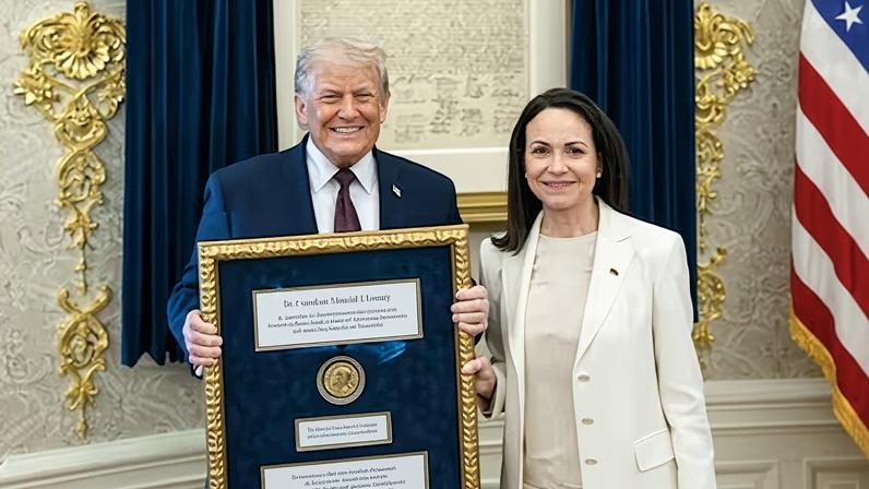 María Corina Machado y Donald Trump en Washington, el 15 de enero.