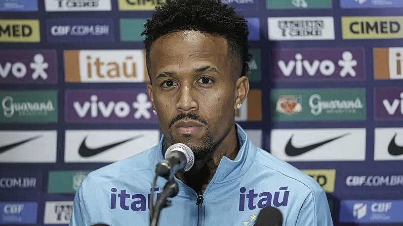 Éder Militão durante coletiva de imprensa antes do confronto pela Seleção Brasileira