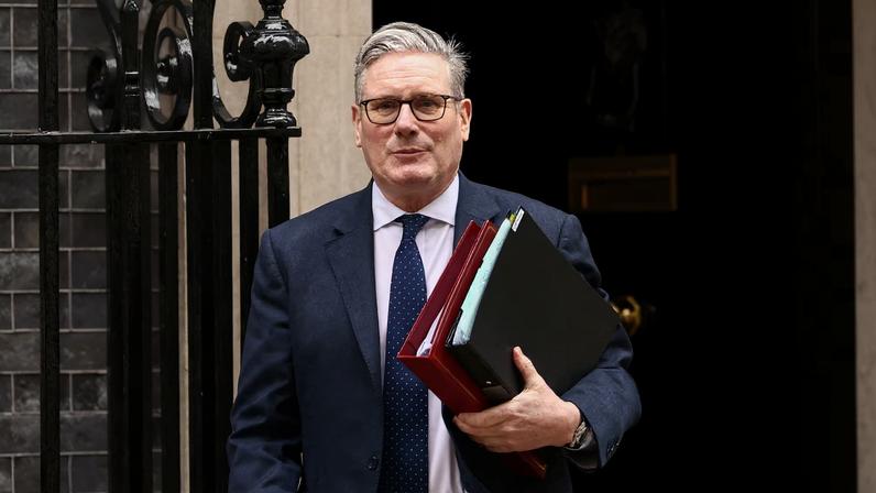 British Prime Minister Keir Starmer leaves 10 Downing Street in London
