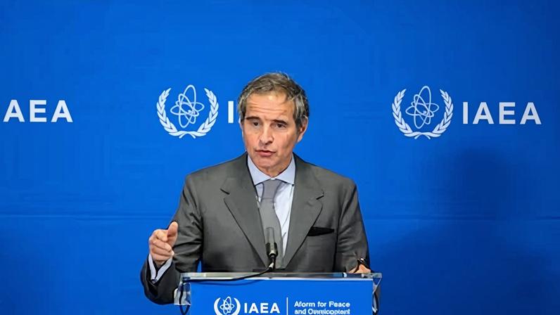 El director del Organismo Internacional de Energía Atómica, Rafael Grossi, tras la reunión de la Junta de Gobernadores, este lunes en Viena.