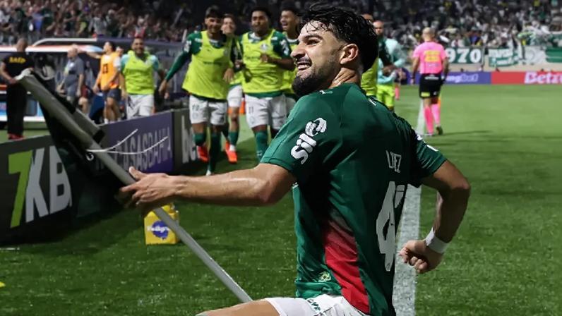 Flaco López marcou o gol da vitória do Palmeiras sobre o Novorizontino (Foto: Cesar Greco/Palmeiras/by Canon)
