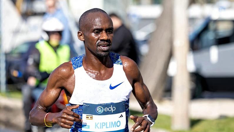 Uganda’s Jacob Kiplimo runs a race in Lisbon.