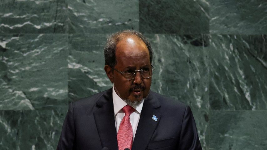 Somalia's President Hassan Sheikh Mohamud addresses the 80th United Nations General Assembly (UNGA) at the U.N. headquarters in New York, U.S., September 25, 2025. REUTERS/Jeenah Moon/File Photo