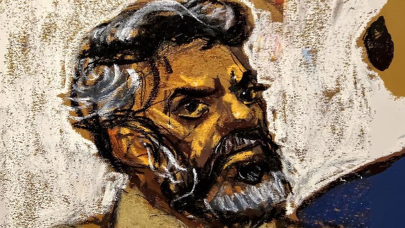 Asif Merchant, a Pakistani man with alleged ties to Iran, appears on charges in connection with a foiled plot to assassinate a U.S. politician or government officials, in a courtroom in New York, U.S., September 16, 2024 in this courtroom sketch.
