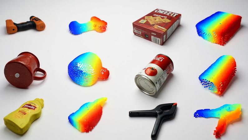 MIT researchers utilized specially trained generative AI models to create a system that can complete the shape of hidden 3D objects, like the ones pictured.