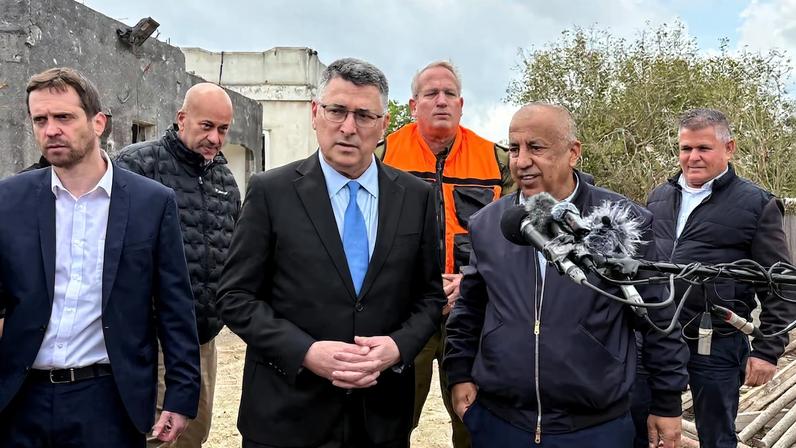 Israeli Foreign Minister Saar visits site of Iranian missile impact in Zarzir village