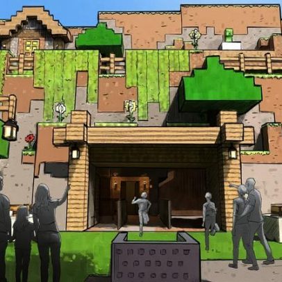Arte conceitual mostra parque temático Minecraft World que chega ao Reino Unido