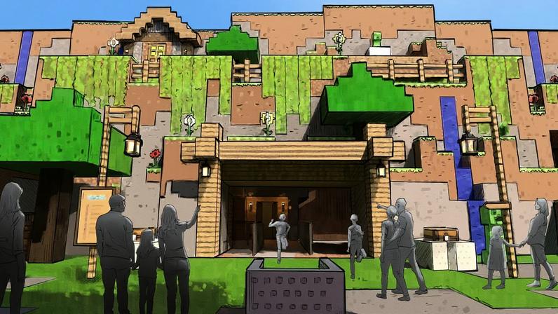 Arte conceitual mostra parque temático Minecraft World que chega ao Reino Unido