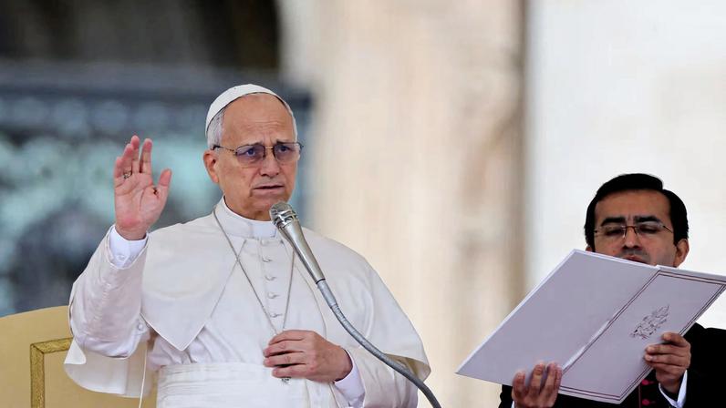 Pope Leo XIV speaks during the weekly general audience in Saint Peter's Square at the Vatican, March 11, 2026.
