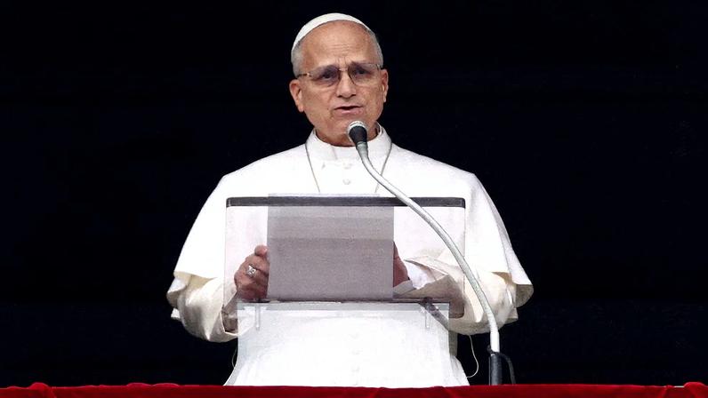 Pope Leo XIV leads the Angelus prayer at the Vatican