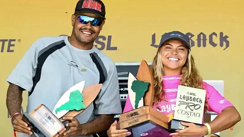 Weslley Dantas e Tainá Hinckel vencem Sul-Americano QS da WSL