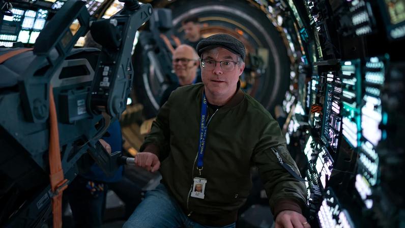 Andy Weir on the set of Project Hail Mary.