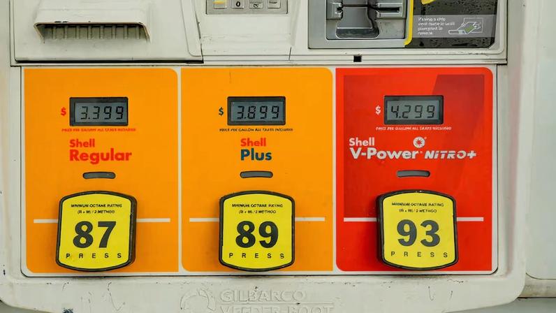 Gas prices are seen at a fuelling station, as the price of oil and gas has surged amid the U.S.-Israeli conflict with Iran, in Washington