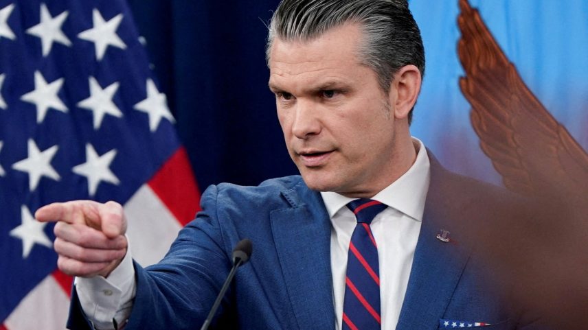 U.S. Secretary of Defense Pete Hegseth holds a briefing amid the U.S.-Israeli conflict with Iran, at the Pentagon in Washington, D.C.