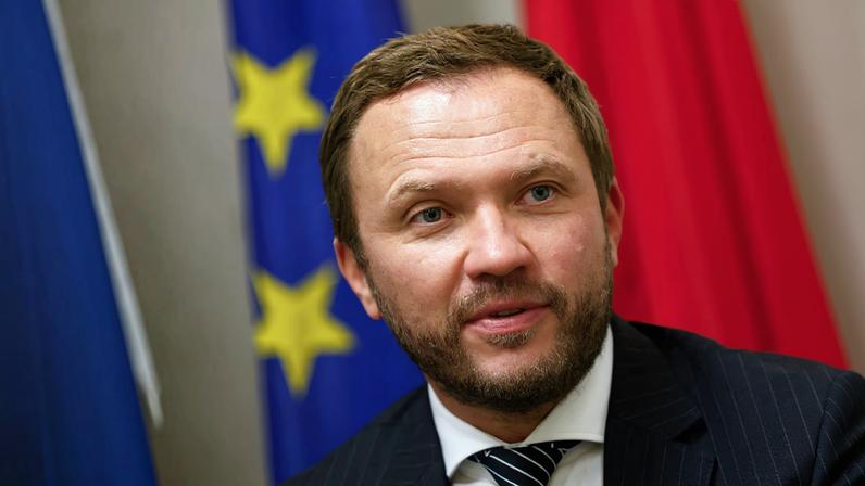 Estonian Foreign Minister Margus Tsahkna speaks during an interview with Reuters, at the Estonian embassy, in Beijing, China November 5, 2025. REUTERS/Tingshu Wang/File Photo