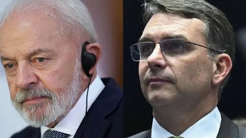 Luiz Inácio Lula da Silva à esquerda e Flávio Bolsonaro à direita