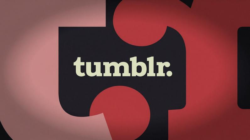 The Tumblr logo on a pink and purple background