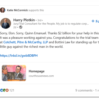 Próximo argumento jurídico de Musk envolve reações com emojis no LinkedIn