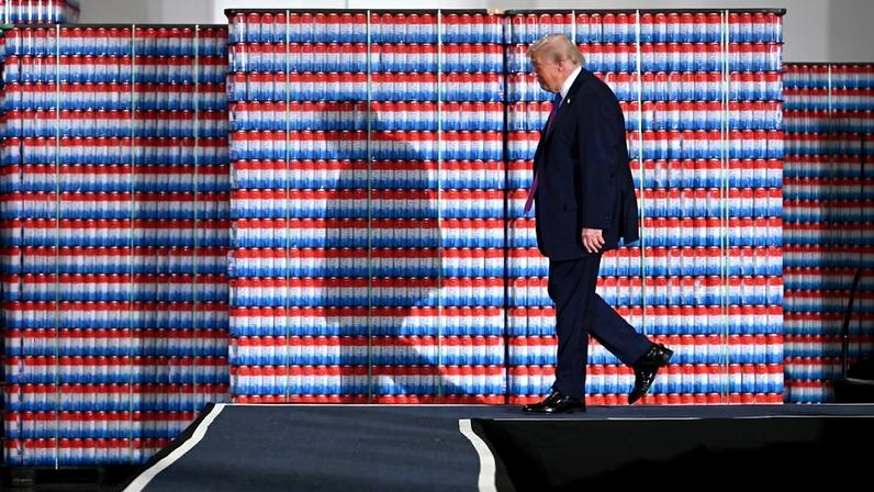 U.S. President Donald Trump arrives to speak at Verst Logistics in Hebron, located in the U.S. state of Kentucky, on March 11.