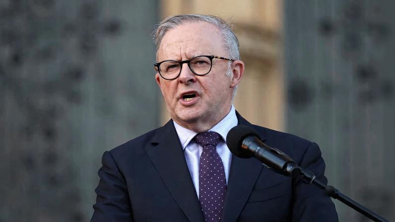 Australian Prime Minister Anthony Albanese speaks during an interfaith memorial service for the victims of the shooting at a Hanukkah event at Bondi Beach, at St Mary’s Cathedral in Sydney, Australia, December 17, 2025.