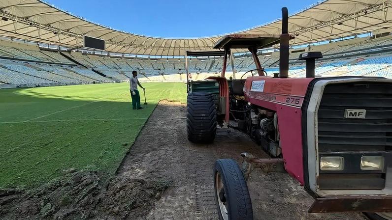 Maracanã passa por manutenção no gramado (Foto: Divulgação)
