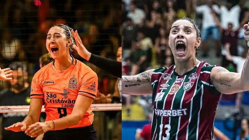 Bianca Cugno, do Osasco, e Ariane, do Fluminense (Fotos: Volleyball World e Mailson Santana/FFC)