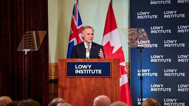 Prime Minister of Canada Mark Carney speaks during an address at the Lowy Institute in Sydney, Australia, March 4, 2026. Ayush Kumar/Pool via REUTERS