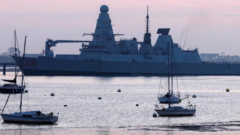 The HMS Dragon during ammunitioning operations at Upper Harbour Ammunitioning Facility (UHAF) in Portsmouth Harbour, after British Prime Minister Keir Starmer announced that Britain would deploy the naval vessel, along with helicopters equipped with counter drone capabilities, to the eastern Mediterranean as the conflict in the Middle East intensifies, in Portsmouth, Britain March 4, 2026. REUTERS/Carlos Jasso