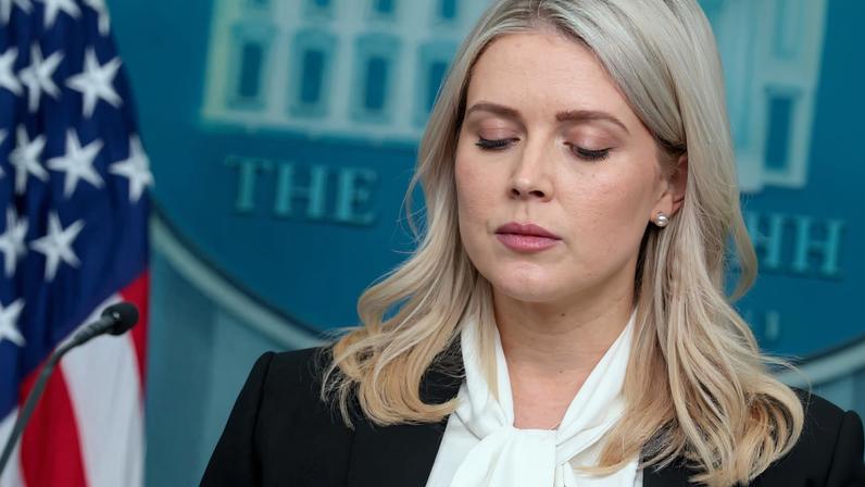 White House Press Secretary Karoline Leavitt holds a press briefing at the White House in Washington