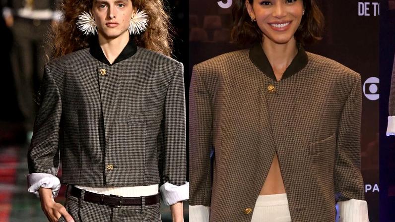 Bruna Marquezine em look elegante com terno da Chanel luxuoso para Velhos Bandidos filme com Fernanda Montenegro fotos