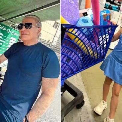 Domingo em família de Roberto Justus tem pastel, compras e bicicleta para Vicky