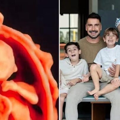 Julio Rocha se emociona com ultrassom do quarto bebê